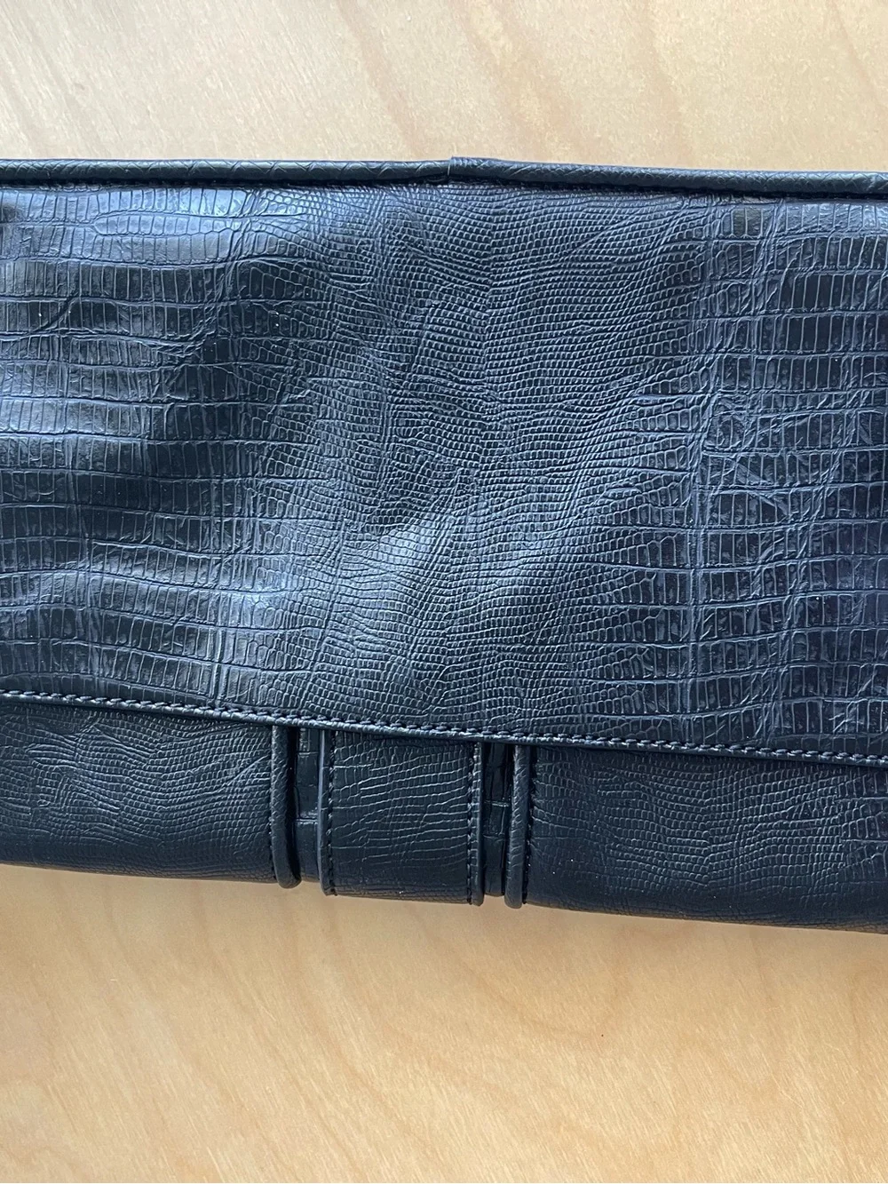 Cosmopolitan Black Leather Wristlet with Turn-Lock Accent